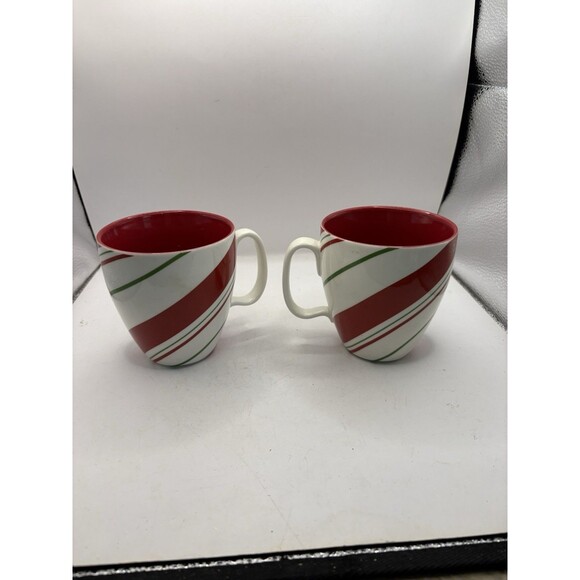 Starbucks Other - Starbucks Coffee Mug 2 Cups 5 1/3" Red White Green Striped Candy Cane Holiday